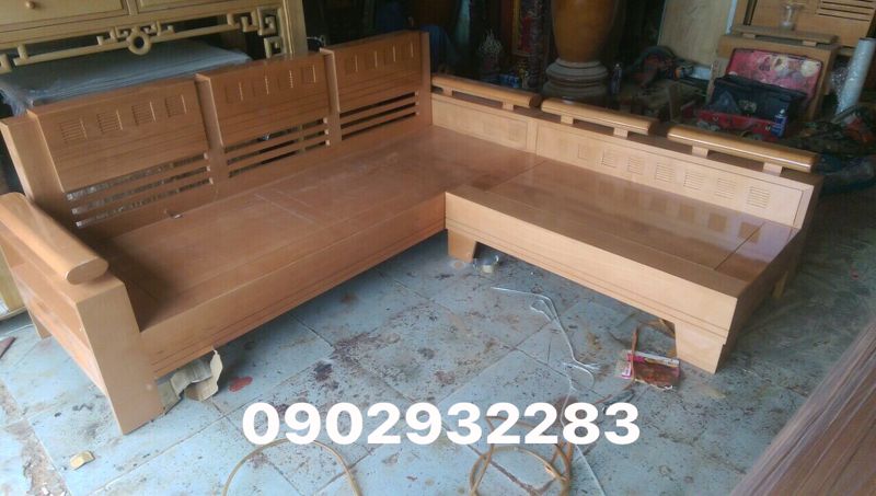 [HCM]Bộ bàn ghế sofa góc gỗ sồi không bàn đôn 2M X 18M hàng cao cấp