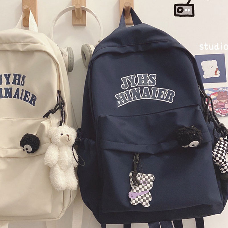 QFDI 🌼🌼New women's bag retro campus backpack Korean style large capacity student school bag computer backpack