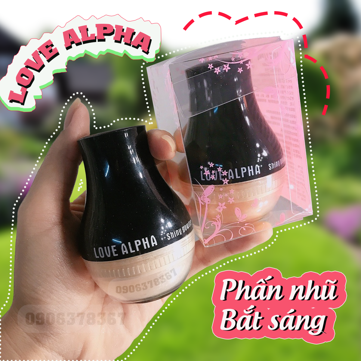 [Hoàn tiền 20%] Phấn Phủ Bột Kiềm Dầu Có Nhũ Bắt Sáng - Love Alpha (Kèm Bông Phấn)