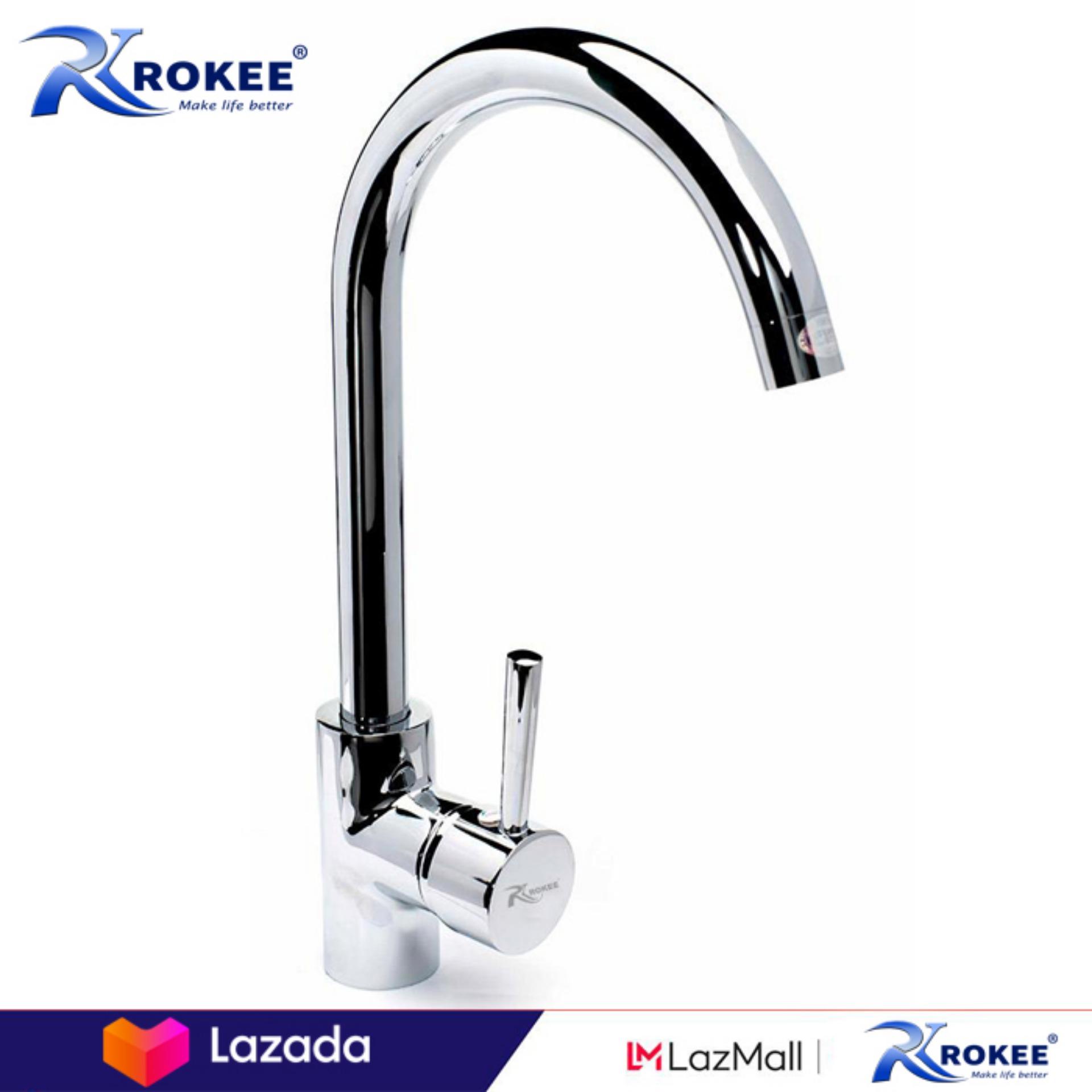 Vòi rửa chén nóng lạnh Rokee - DL121 (Trắng bạc)