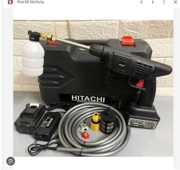 ( Hàng chính hãng bảo hành 12 tháng )Máy rửa xe Hitachi 199V lõi đồng siêu mạnh bền thao năm tháng - Máy Rửa Xe Pin Máy rửa xe mini gia đình máy rửa xe chạy pin 45000MAH.