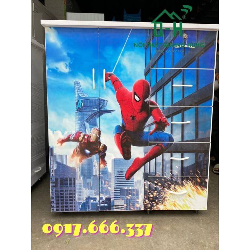 [HCM]TỦ NHỰA ĐÀI LOAN 2 CÁNH 5 NGĂN IN 3D SIÊU NHÂN NHỆN CHO BÉ - HÌNH ẢNH VIDEO THỰC TẾ