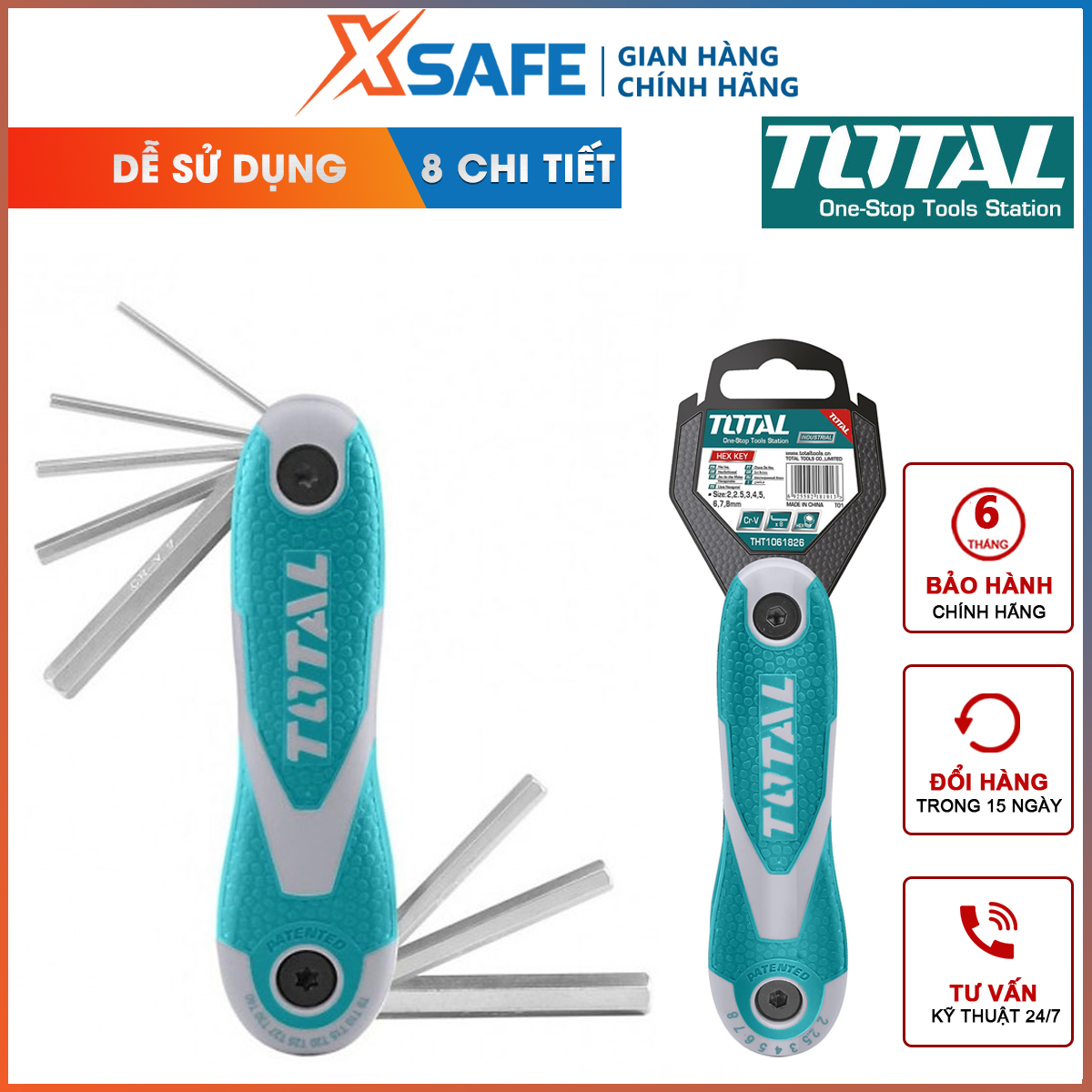 Set hexagonal reverse 8 details Total THT1061826 | 8 key hexagonal round head kích thước 2-8mm support twisted open is easy and spend less jewelry