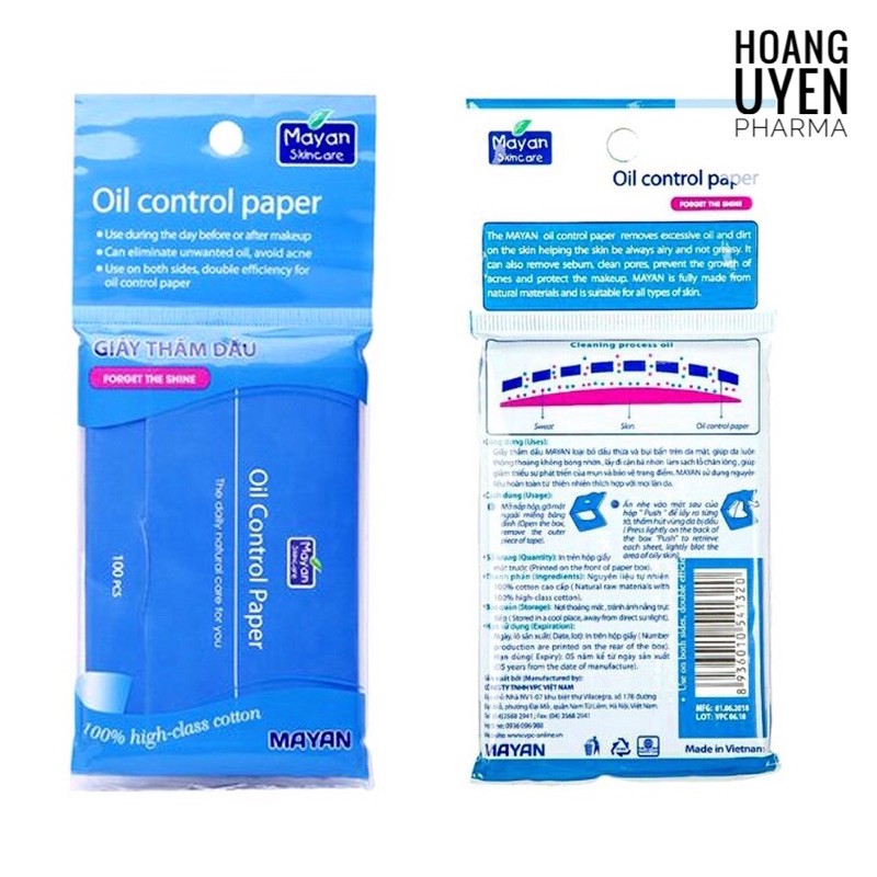 Giấy thấm dầu Mayan - Hộp 100 tờ