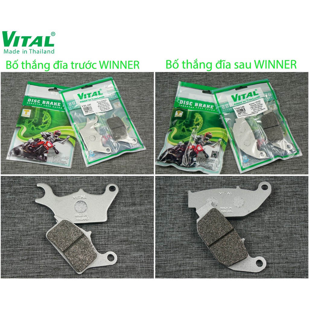Bố thắng đĩa sau + trước winner, winner x, sonic, exciter, ex 135, ex 150, 155 hiệu vital- má phanh, bố thắng đĩa vital
