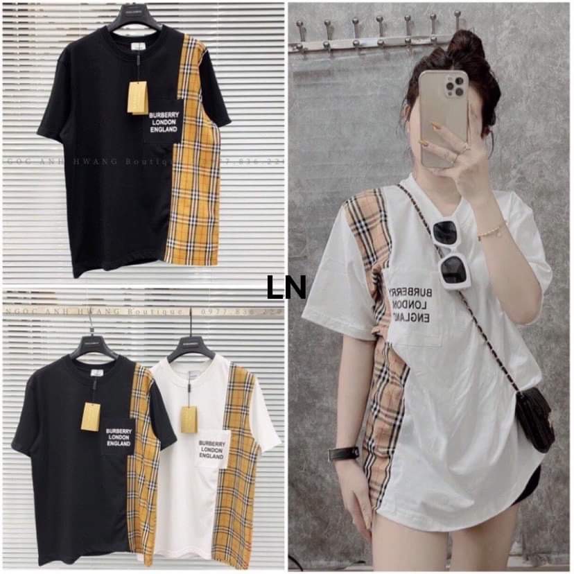 Áo phông phối kẻ thân bbr Chất cotton su