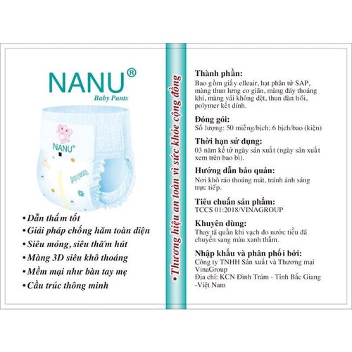 Bỉm quần Nanu 1 bịch 50 miếng đủ size