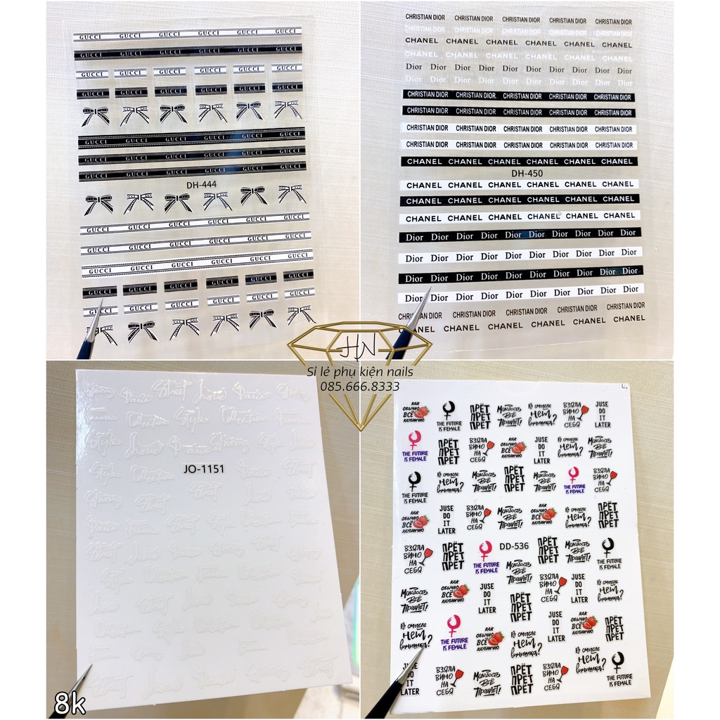 Sticker thương hiệu , miếng dán móng tay , nail hot trend