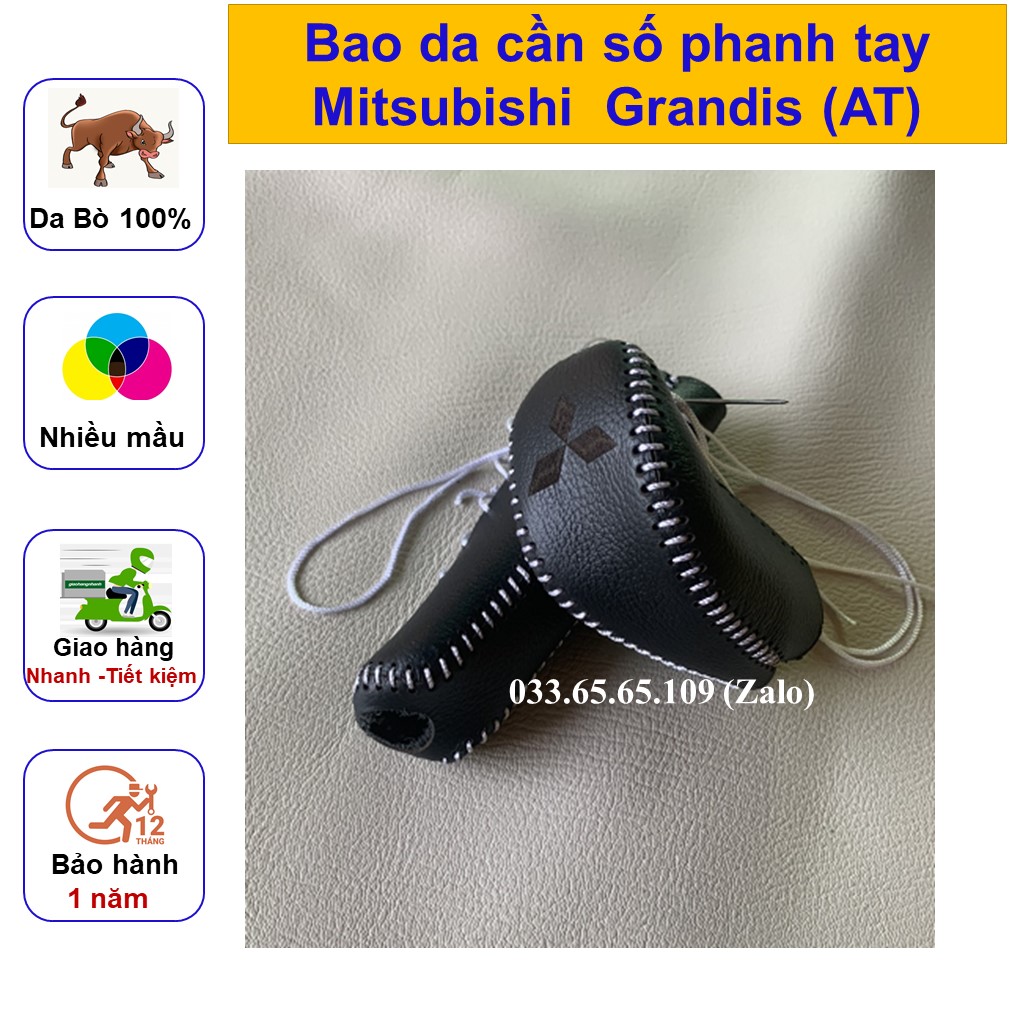 Bọc cần số phanh tay Mitsubishi Grandis số tự động bằng da bò cao cấp