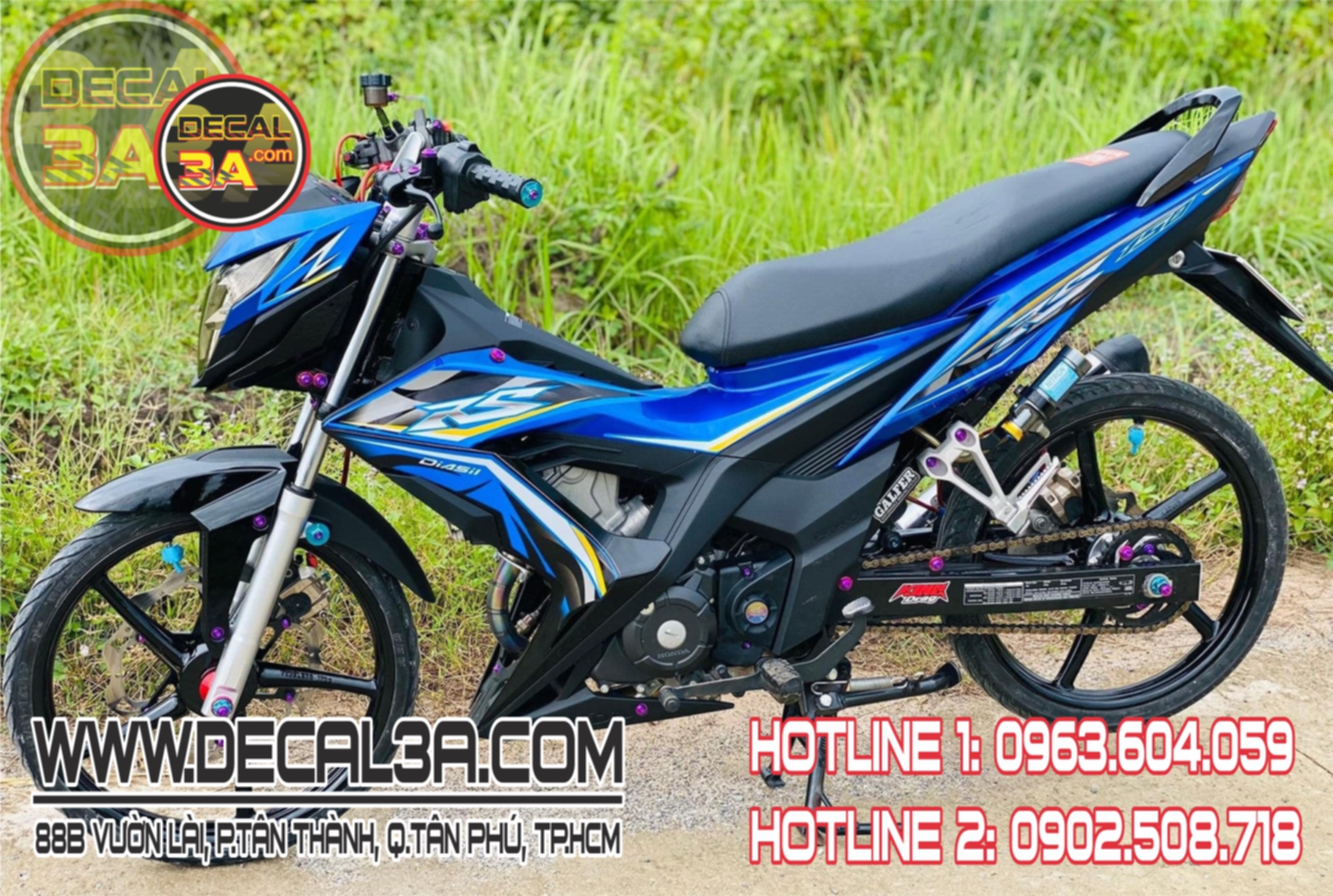 Sonic decals Rs 150 blue stripe