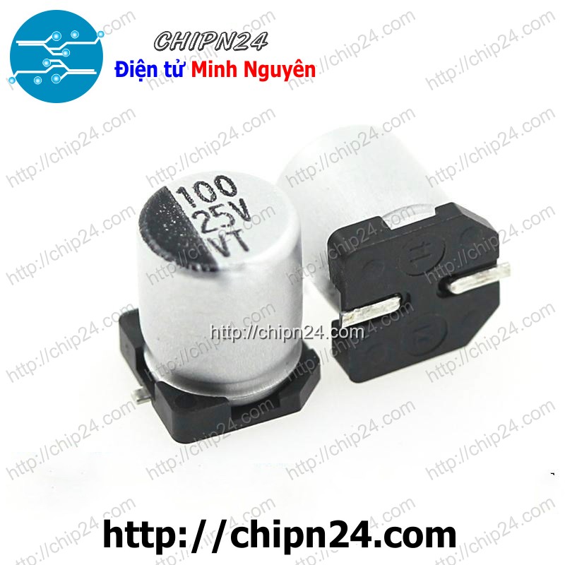 Tụ nhôm 100uf 25v 6.3x7.7mm
