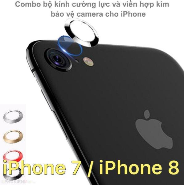 Combo bộ kính cường lực dán camera và viền hợp kim bảo vệ camera cho iPhone 7 / iPhone 8