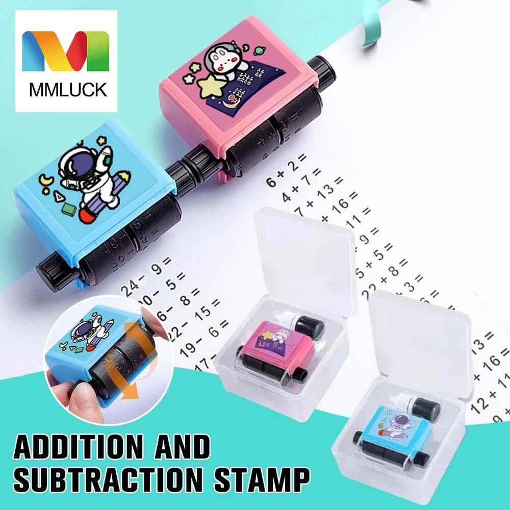 MMLUCK Student Refill Ink Self-Inking Roller Glue Stick Practice Chapter Arithmetic Roller Stamps Addition Subtraction Seal Math Teaching Addition Subtraction Stamps