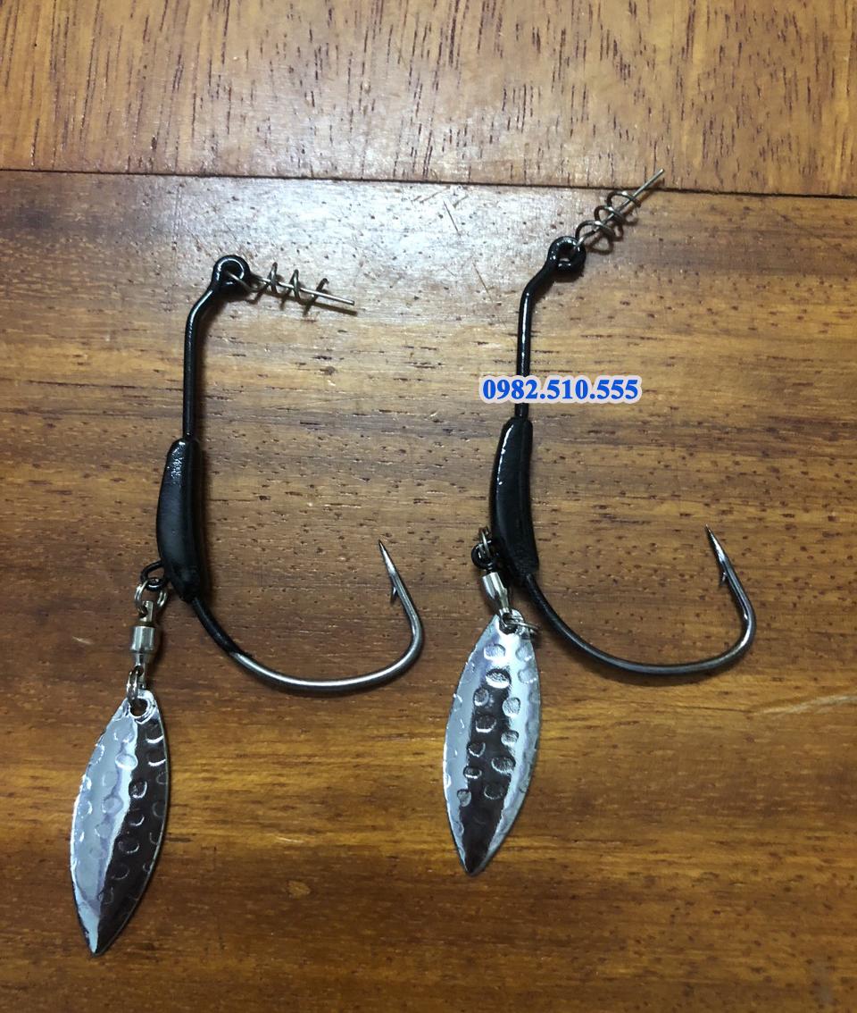 2 Chiếc Lưỡi câu lure Cá Chuối, Cá Lóc - gắn thìa Spoon Siêu Nhậy