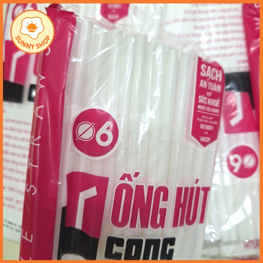 Ống Hút Trắng Đầu Bẻ Cong Phi 6 (bịch 80 cái) loại tốt