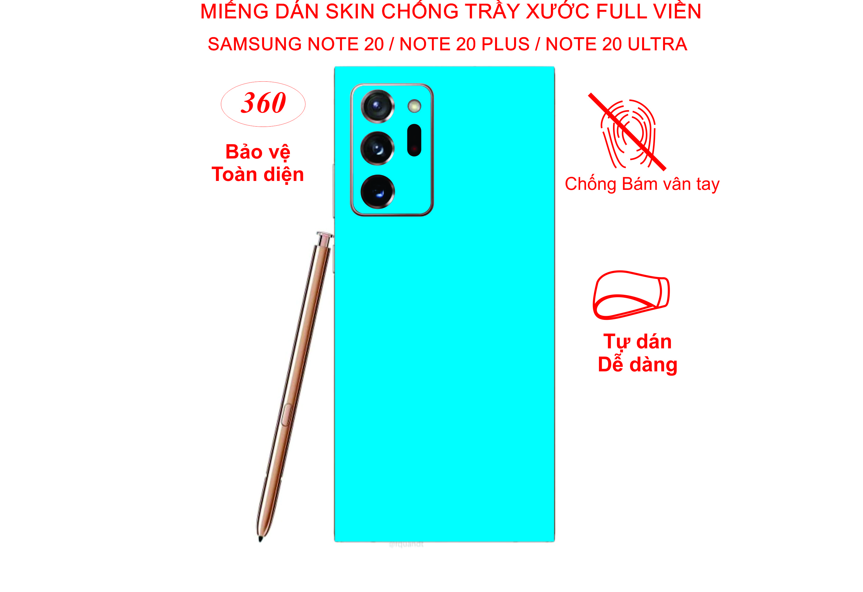 Miếng Dán Skin Full viền cho SAMSUN note 20 / note 20plus/ note 20Ultra, chống trầy xước, chống bám vân tay tiệt đối