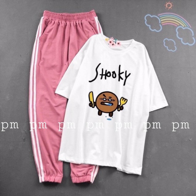 [FREESHIP] Sét áo Shooky + quần sọc hồng