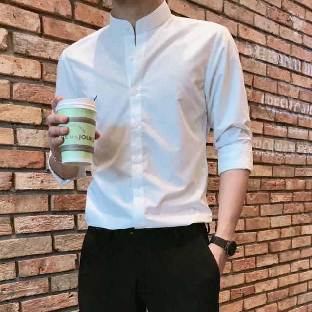 [HCM]Sơ mi trơn cổ đứng