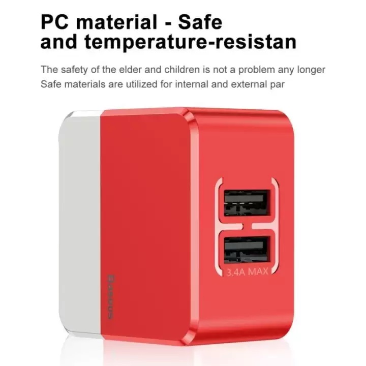 Củ sạc nhanh đa năng 2 cổng USB Mini Square Dual-U Chager (Hỗ trợ sạc nhanh 3.4A Max)