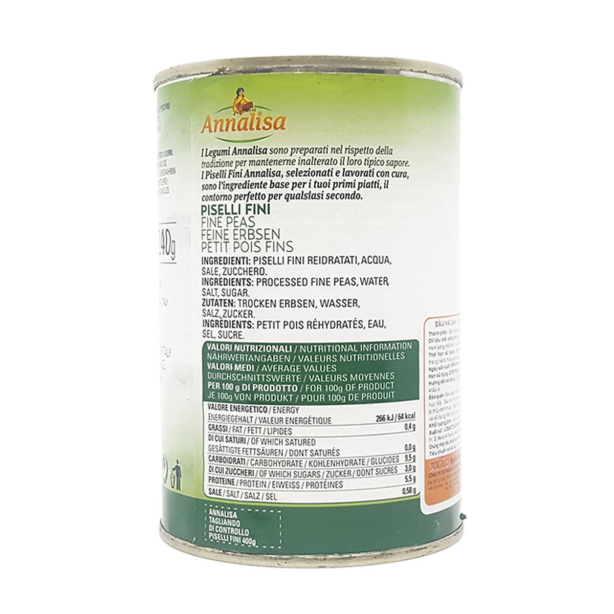 Đậu Hà Lan Đóng Hộp Annalisa 400g