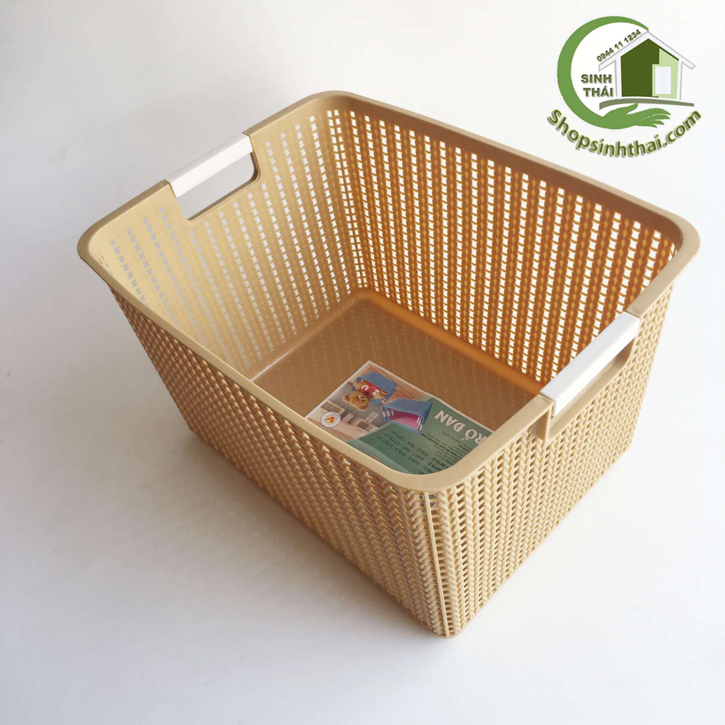 Rổ nhựa vuông đan Việt Nhật - rổ giả mây lớn  36 x 22 x 21cm - màu ngẫu nhiên