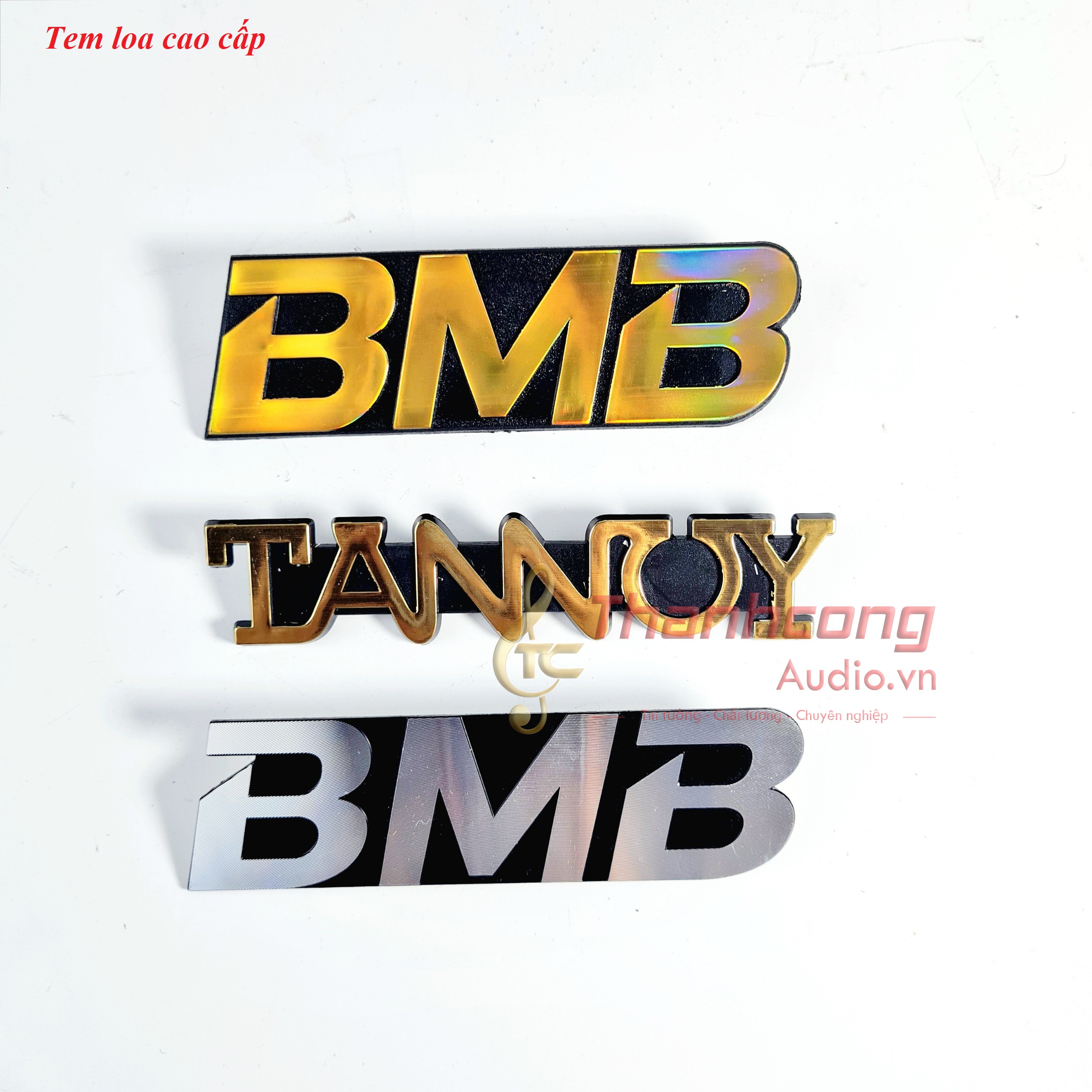 02 cái tem dán thùng loa BMB 7 màu; Tem Tannoy