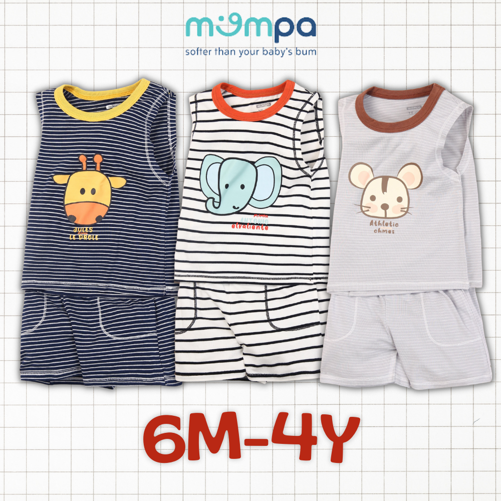 Bộ quần áo ba lỗ Mompa cho bé 6 tháng