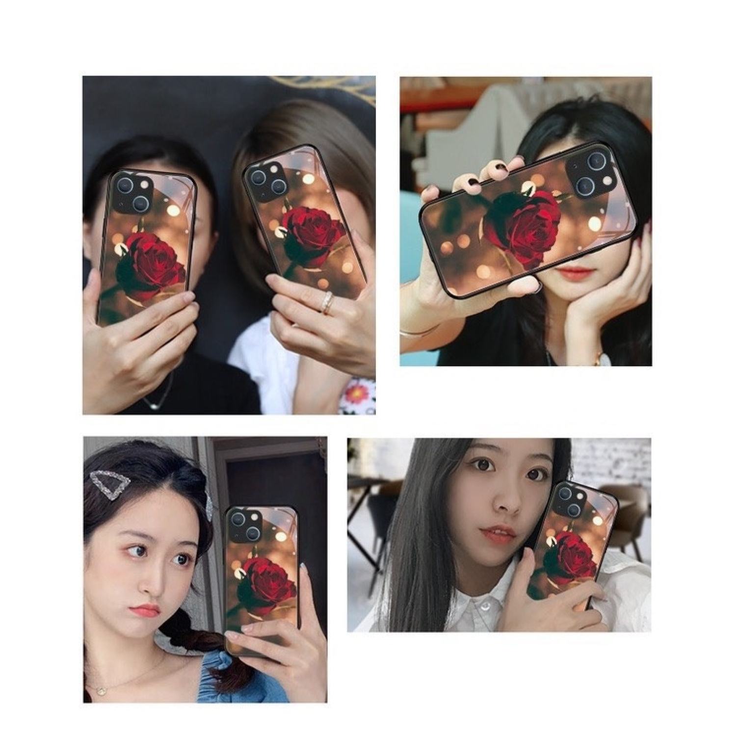 Ốp lưng Điện Thoại Kính Cường Lực In Hình hoa hồng thanh lịch Cho iρhone 13 6s plus 12 11 pro max 7 plus 8 X XS max, 11 mini, 12 mini, Xr