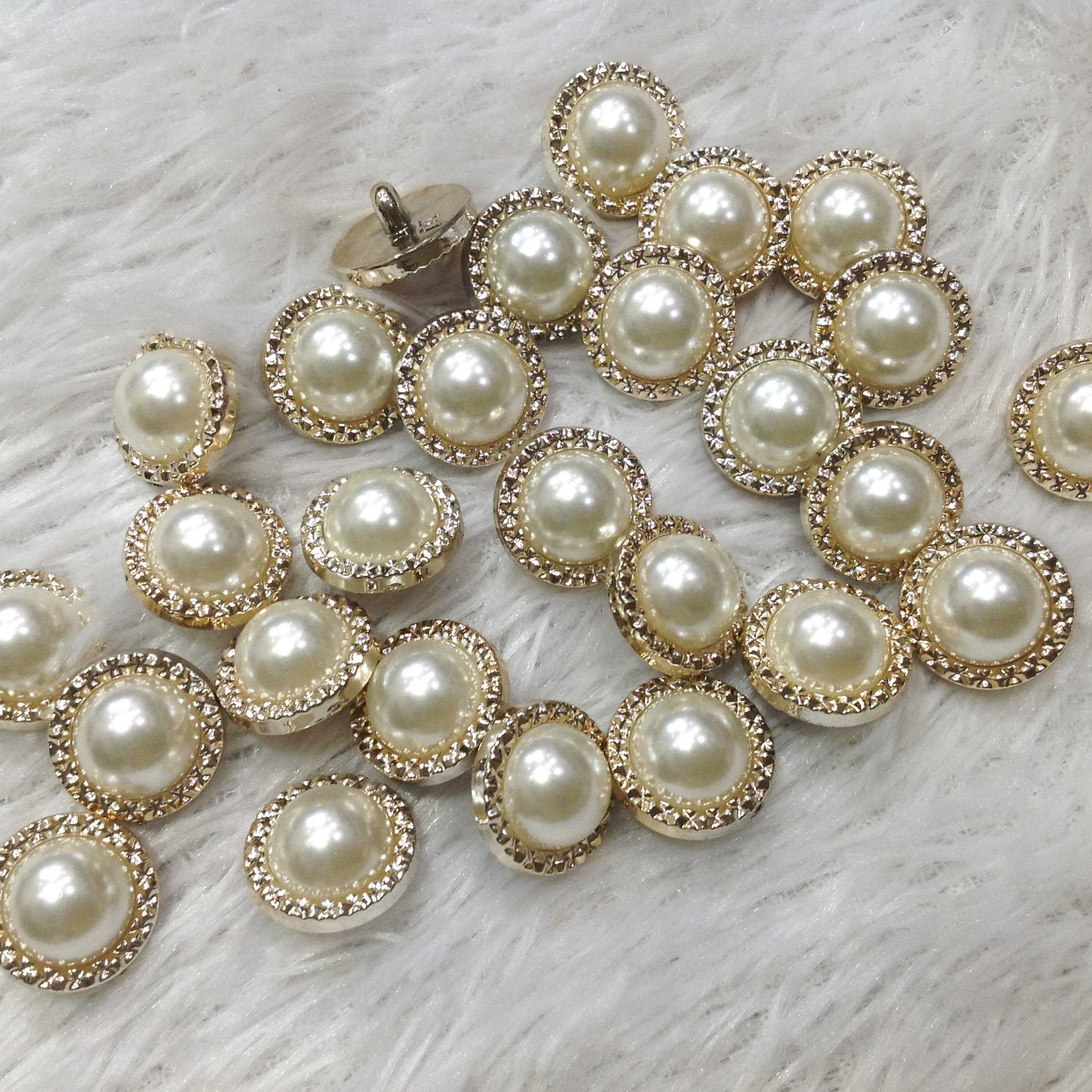 Cúc áo ngọc trai viền vàng Khuy áo ngọc trai đính kết áo vest áo khoác tweed áo dạ măng tô sang trọng