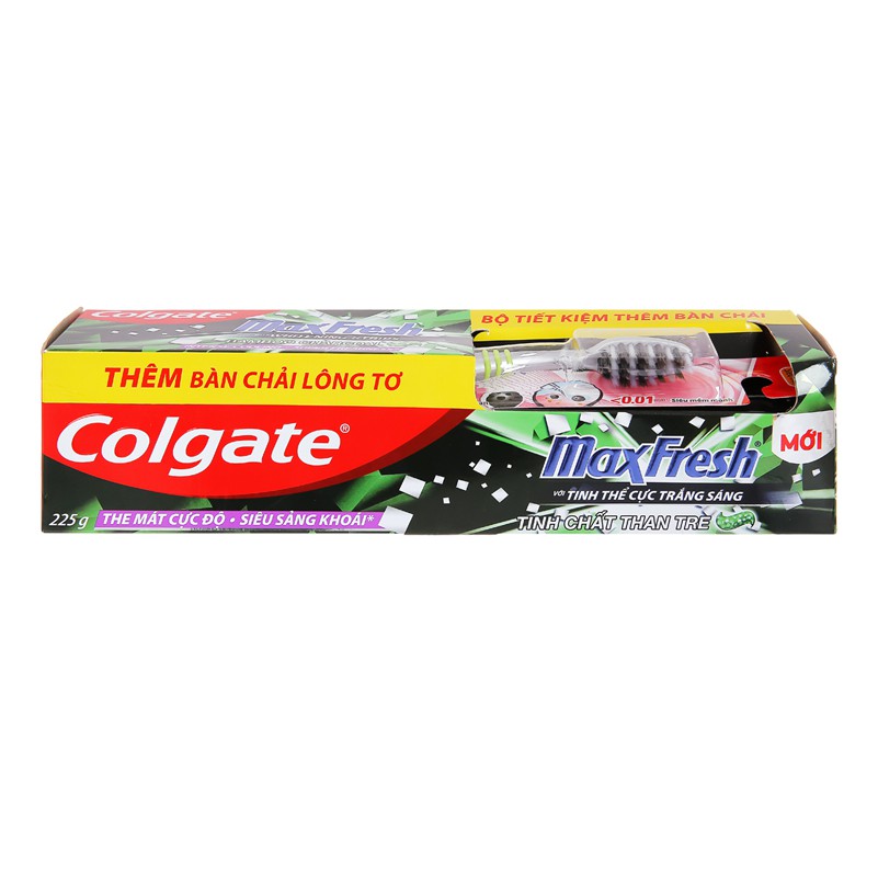 [TẶNG BÀN CHẢI ] Kem đánh răng Colgate Maxfresh 180g/225g -Tinh chất than tre