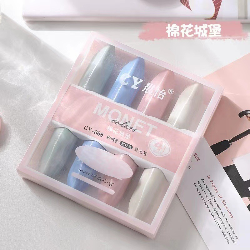 set 4 bút highlight dạ quang monet