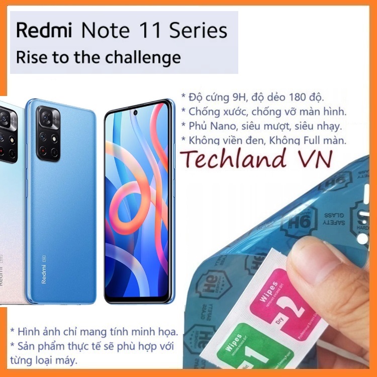 Cường lực phủ nano xiaomi redmi note 11 / 11s / 11t / 11 se / 11e / 11r / 11 pro 4g 5g - trong suốt, không full màn