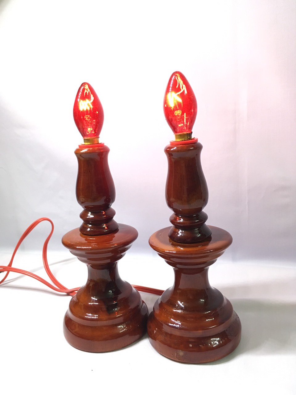 Đèn bàn thờ điện hàng chất lượng - Đèn bé - Gỗ tràm MS 01
