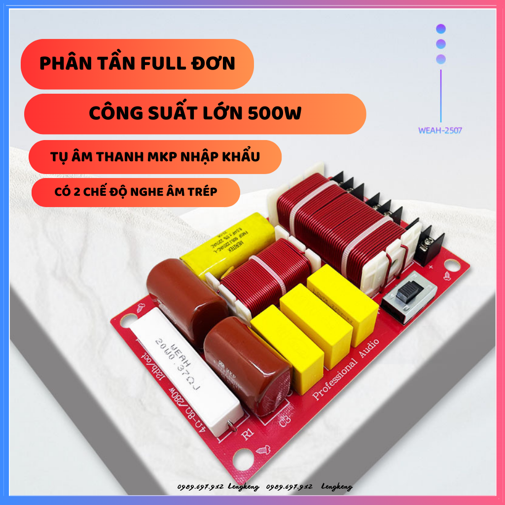 [Giá 1 mạch] Phân tần Full đơn WEAH 2507 nhập khẩu | Phân tần 2 đường tiếng dùng cho âm thanh gia đình, âm thanh loa kéo, hoặc âm thanh sân khấu
