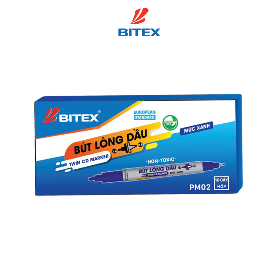 Bút lông dầu Bitex PM02 mực xanh, đen, đỏ