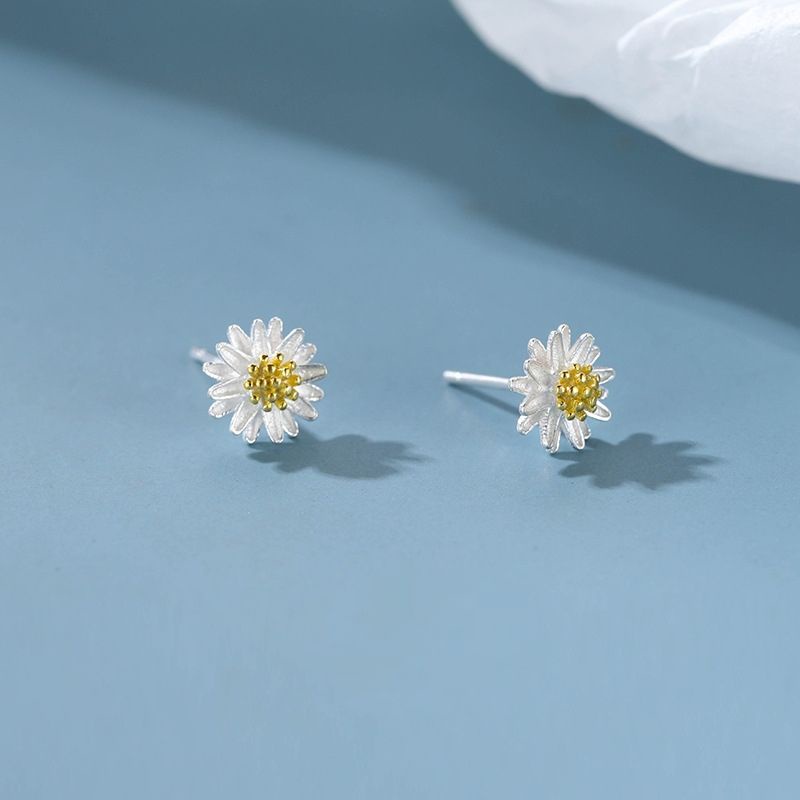 Bông tai bạc s925 - hoa tai nữ bạc ý hoa cúc nhỏ daisy siêu dễ thương zaza accessories zht00106
