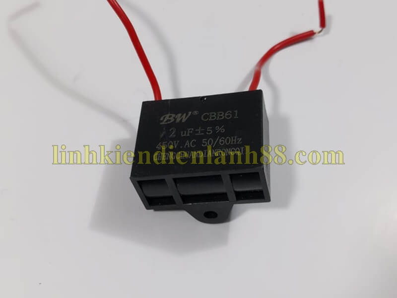Tụ quạt 2uf 450v dây mới !