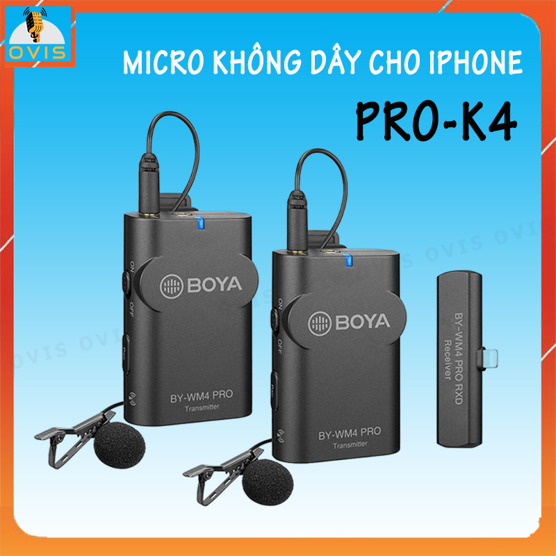 Micro Cài Áo Không Dây cổng Ligthning cho iPhone, iPad | Boya BY-WM4 Pro-K3 / Pro-K4