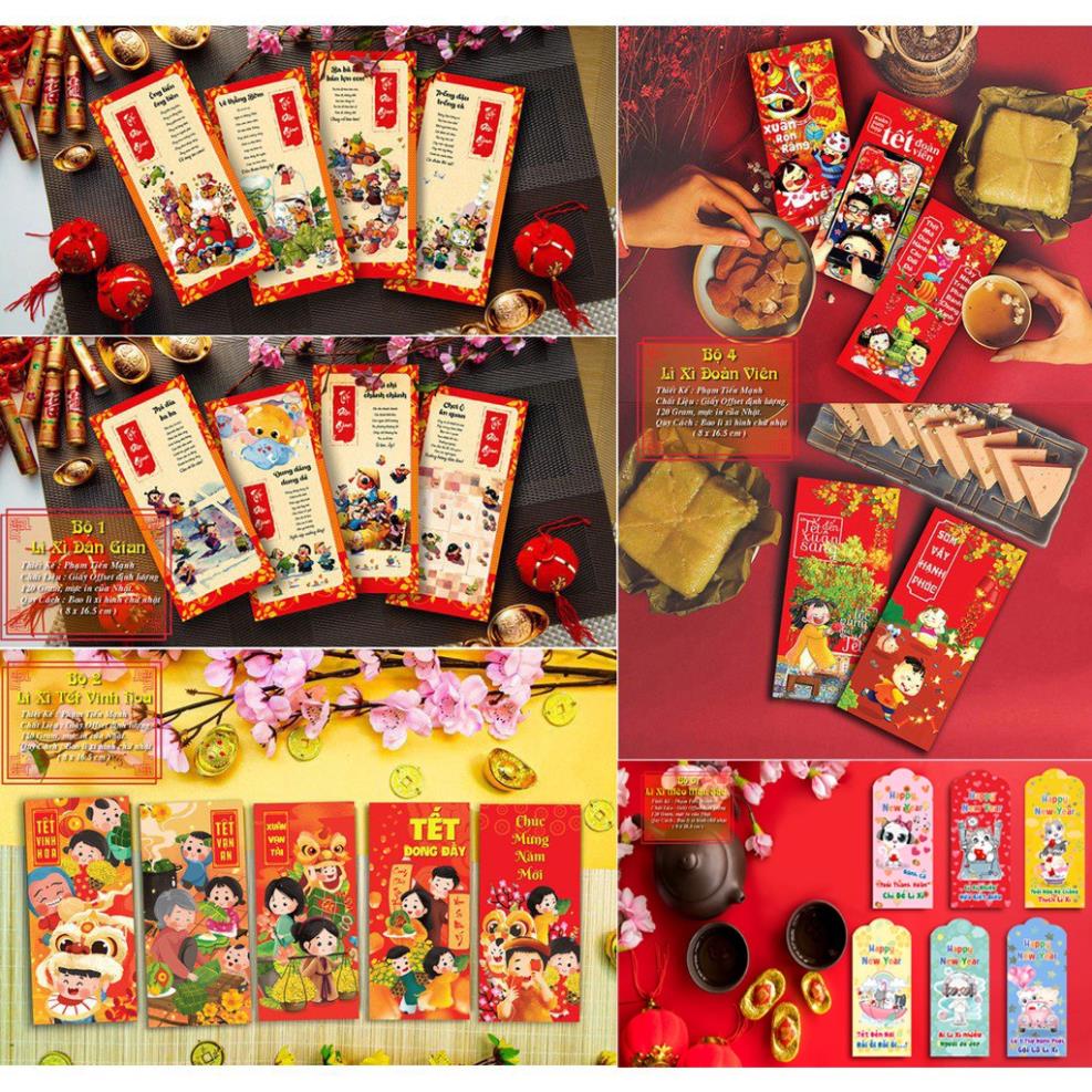 Bộ 100 Phong Bao Lì Xì Tết ( Chia Đều Các Mẫu )