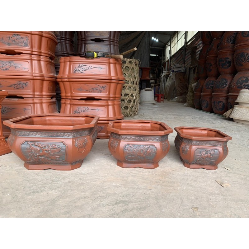 Chậu trồng cây bon sai : vuông tứ linh - bộ 3 cái - có bán lẻ