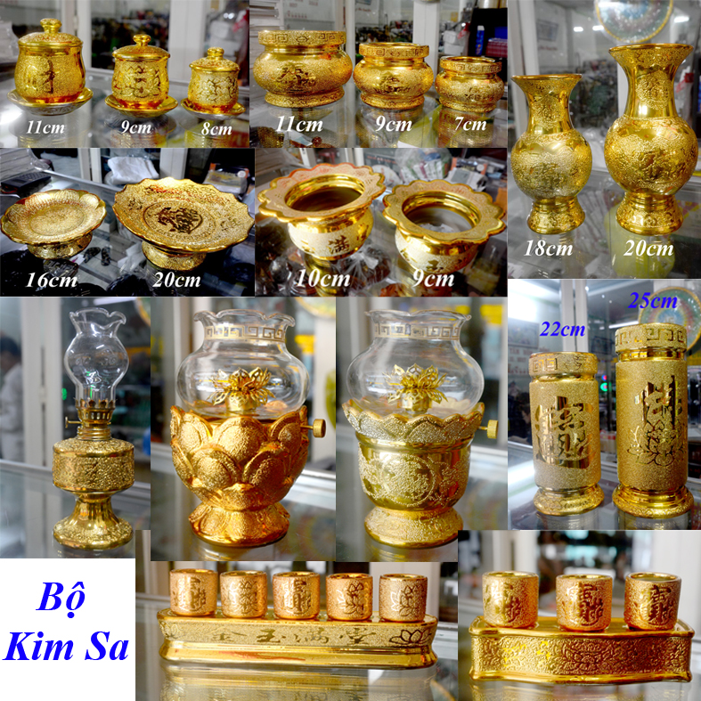 Bình hoa thờ cúng kim sa vàng -Nhiều cỡ