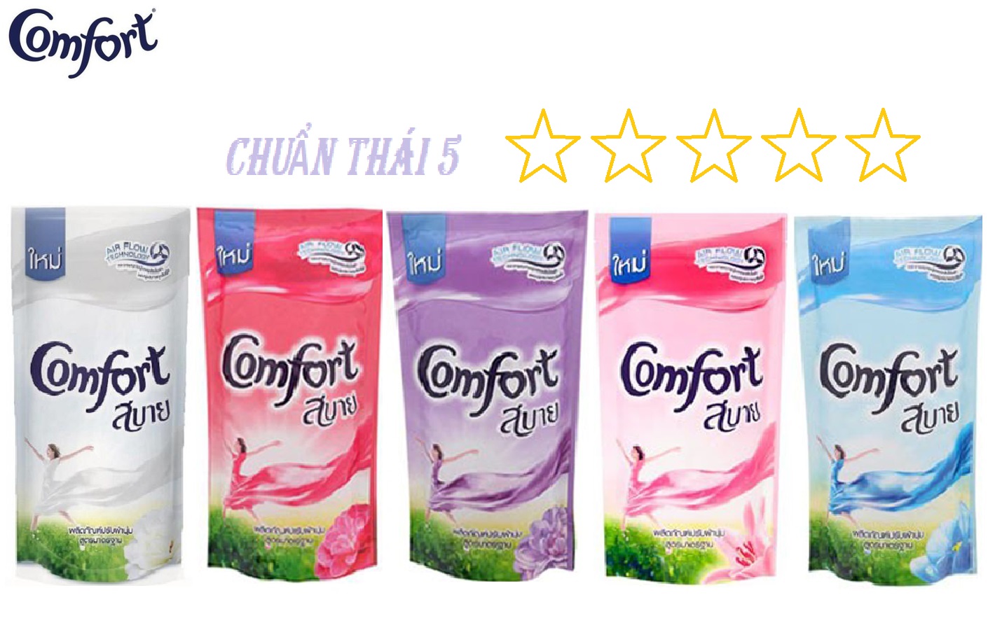 COMBO 5 GÓI NƯỚC XẢ VẢI COMFORT THÁI LAN 580ML
