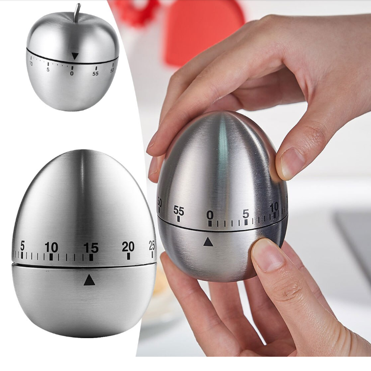 ĐỒNG HỒ POMODORO ĐẾM NGƯỢC 60' HÌNH QUẢ TRỨNG KIM LOẠI [ Đồng hồ cơ hẹn giờ đồng hồ nhà bếp đồng hồ cơ đếm ngược]
