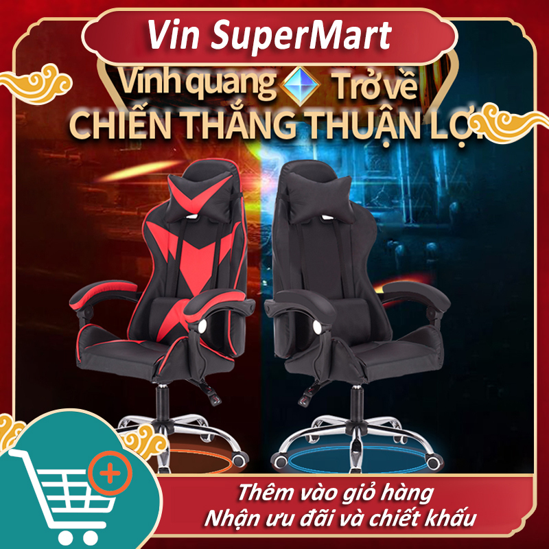 Ghế chơi game Ghế tựa lưng có thể nâng lên hạ xuống Ghế chơi game Thủ Ghế văn phòng ngồi thoải mái Ghế có thể nằm gia dụng Vin SuperMart giá rẻ