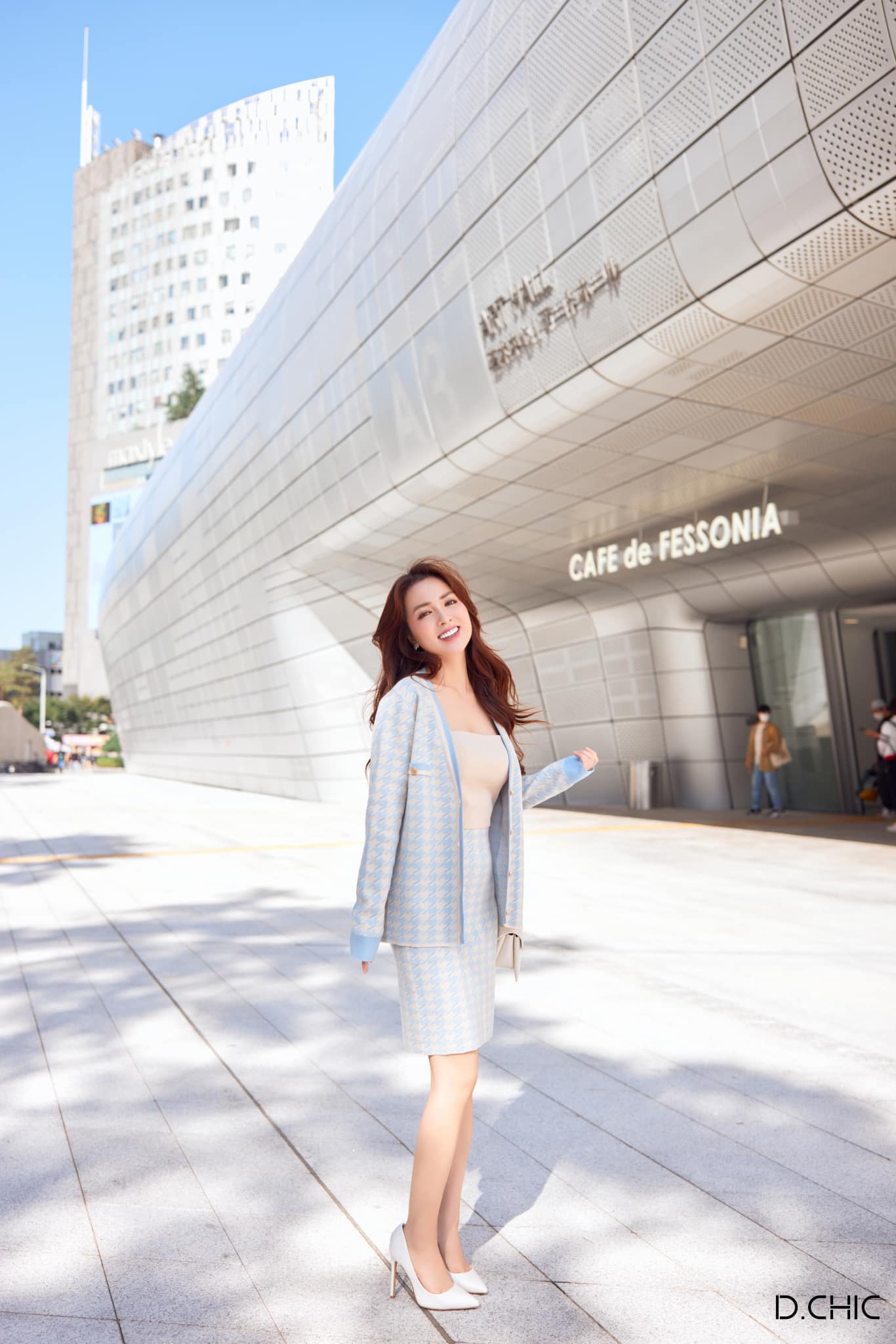D.CHIC Chân váy len ngắn ôm họa tiết MS: 388021