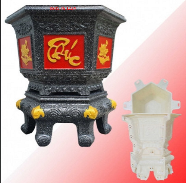 Khuôn đúc chậu lục giác 30 cm + đôn quỳ