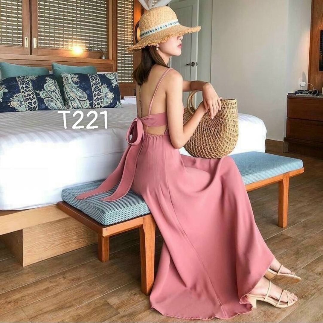 [HCM]Đầm Maxi biển 2 dây có cúp ngực voan lụa cao cấp T221