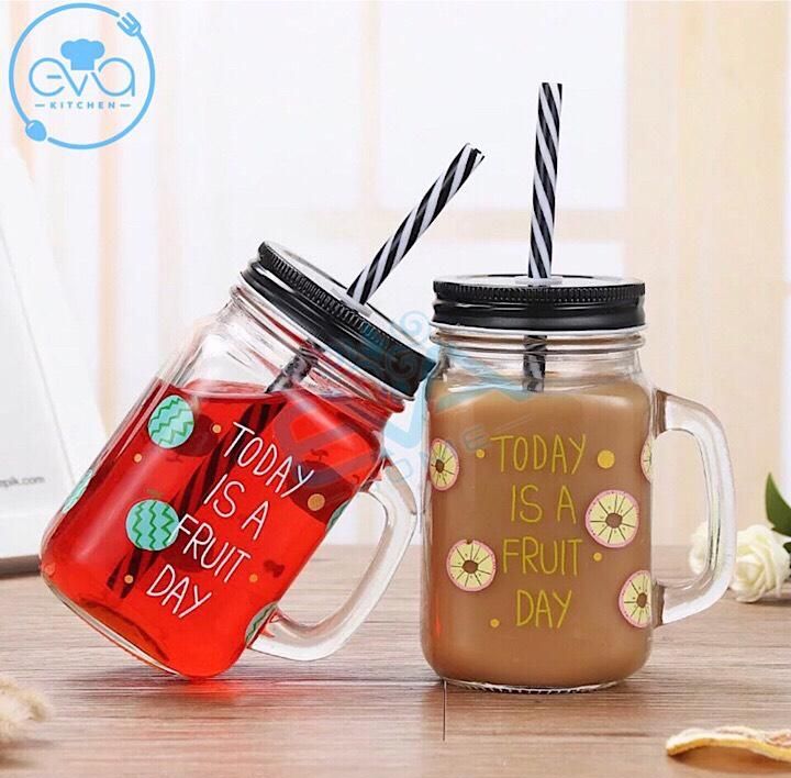 Ly Quai Thuỷ Tinh In Hình Trái Cây 450 Ml