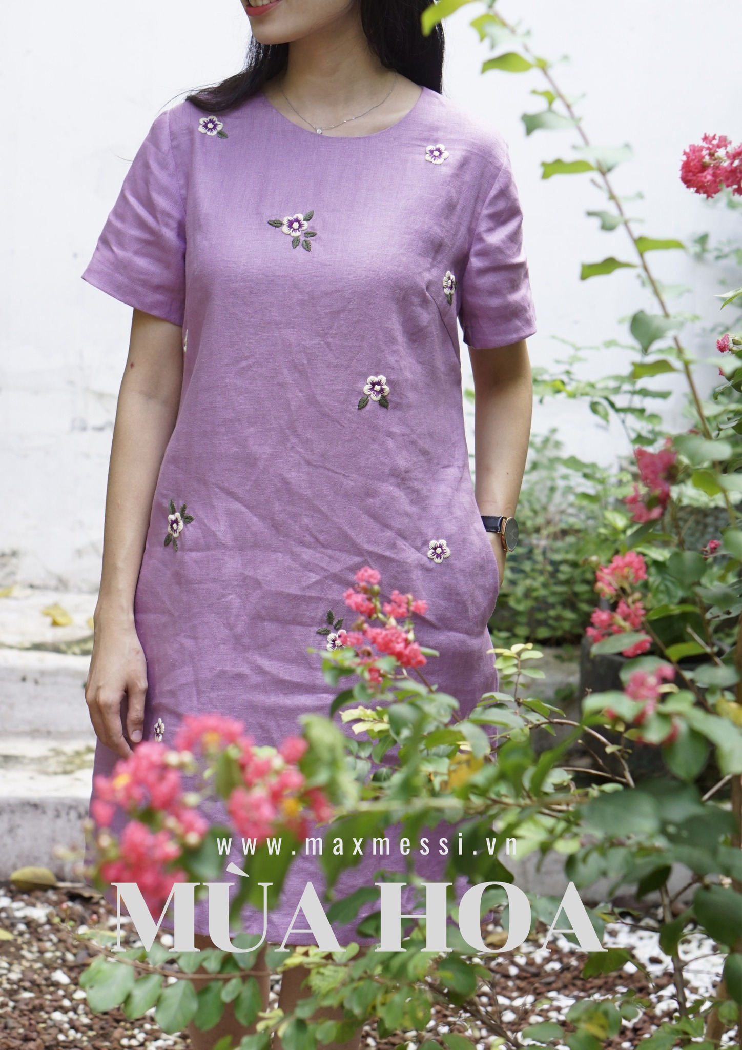 Đầm linen thêu tay ROWAN - MaxMessi