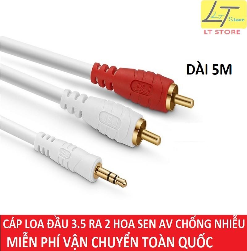 [HCM]Dây cáp loa jack 3.5 ra 2 hoa sen AV dài 5M JSJ
